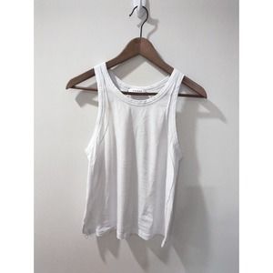 FRAME White Pima Cotton Logo Racerback Tank Top